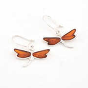 Amber Dragonfly Dangle Earrings