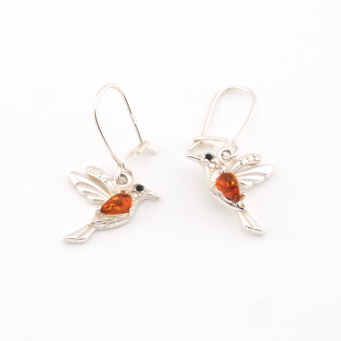 Amber Hummingbird Dangle Earrings
