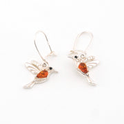 Amber Hummingbird Dangle Earrings