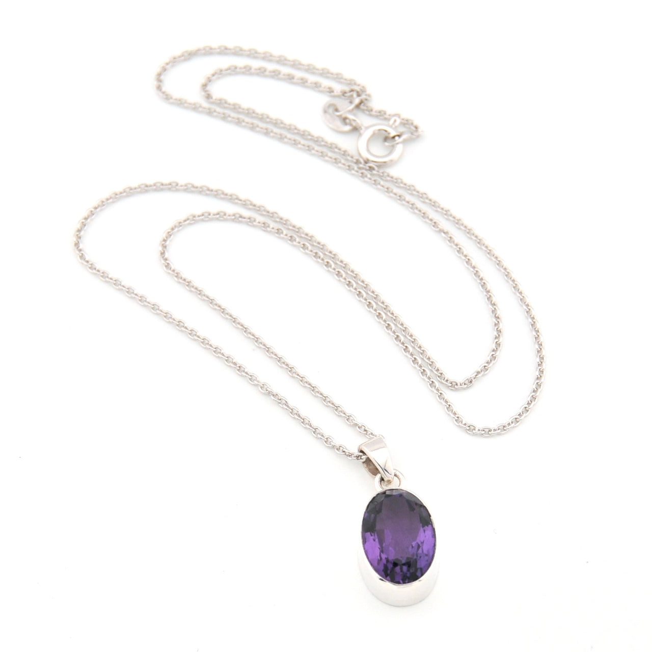 Sterling Silver Amethyst 9x13mm Oval Necklace