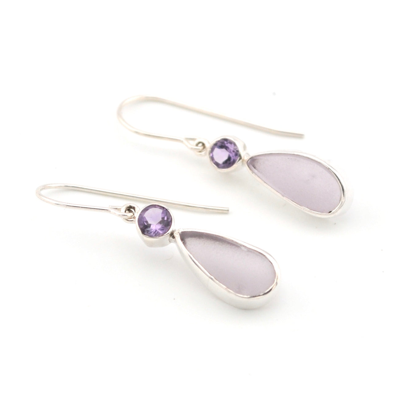 Amethyst Lavender Sea Glass Earrings
