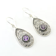 Amethyst Tear Bali Earrings