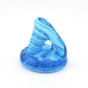 Blue silicone ring with a unique design on a white background