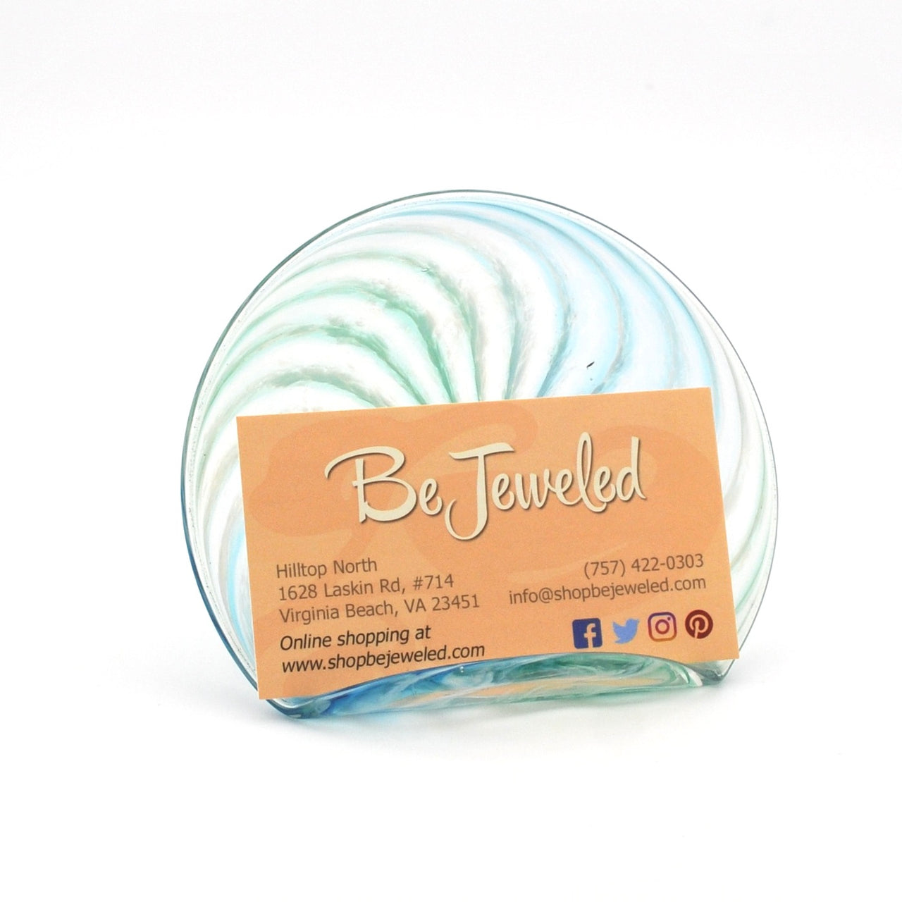 Glass card holder on a white background