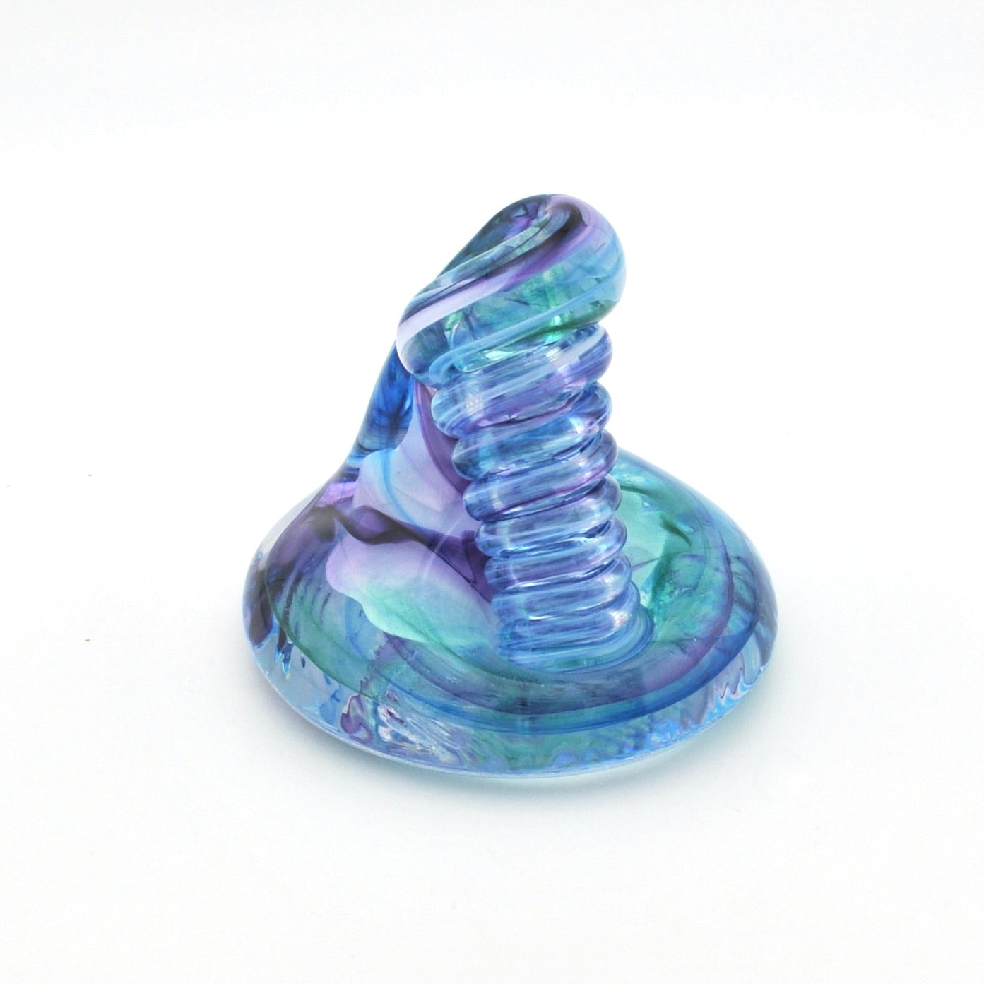 Glass pen holder on a white background