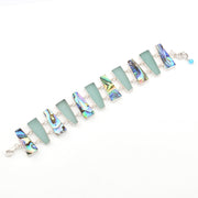 Aqua Sea Glass and Abalone Bracelet