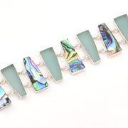 Aqua Sea Glass and Abalone Bracelet Close Up