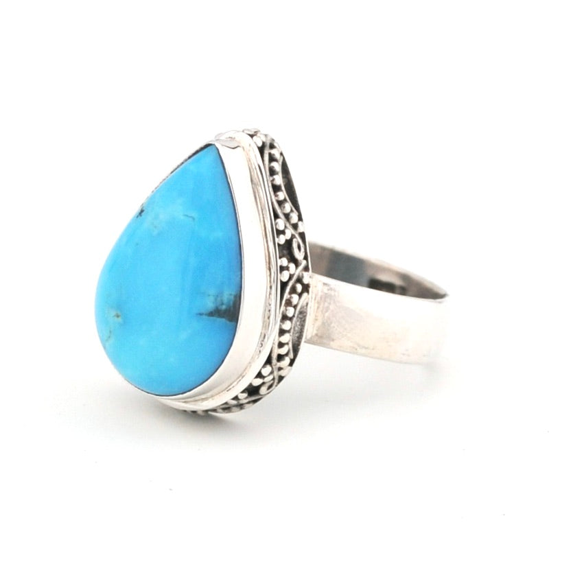 Arizona Turquoise 11x16mm Tear Bali Ring