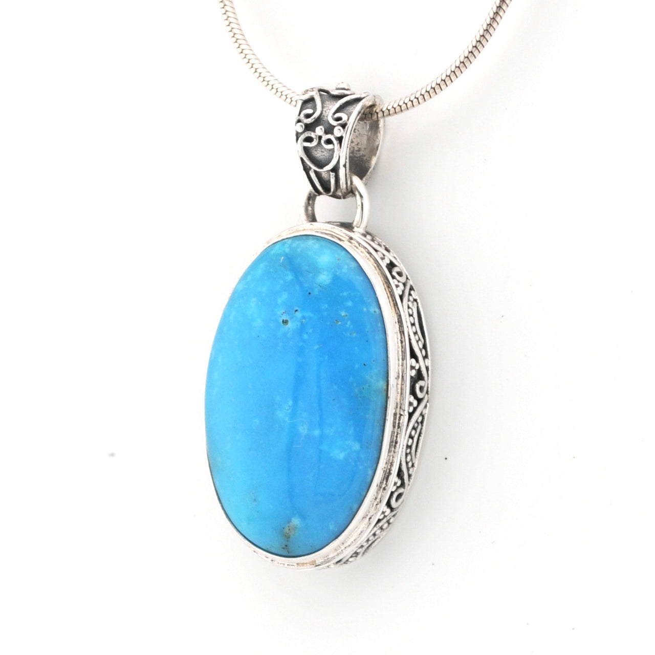 Arizona Turquoise 15x23mm Oval Bali Pendant