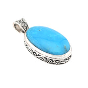 Arizona Turquoise 15x23mm Oval Bali Pendant Without Chain