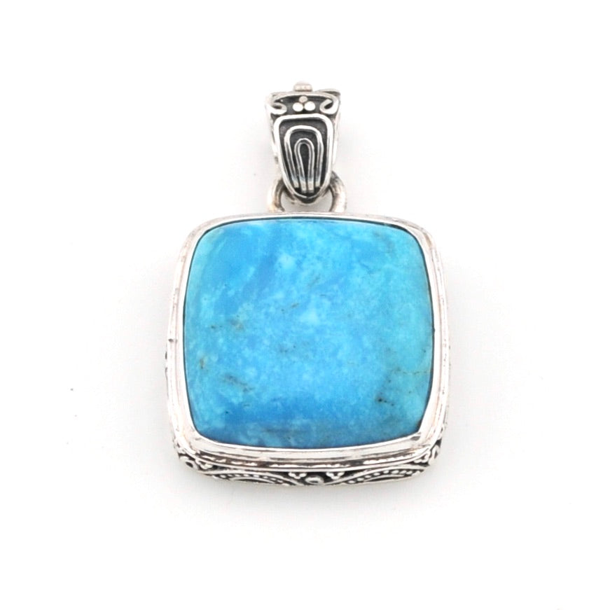 Arizona Turquoise 17mm Square Bali Pendant Alternate Without Chain