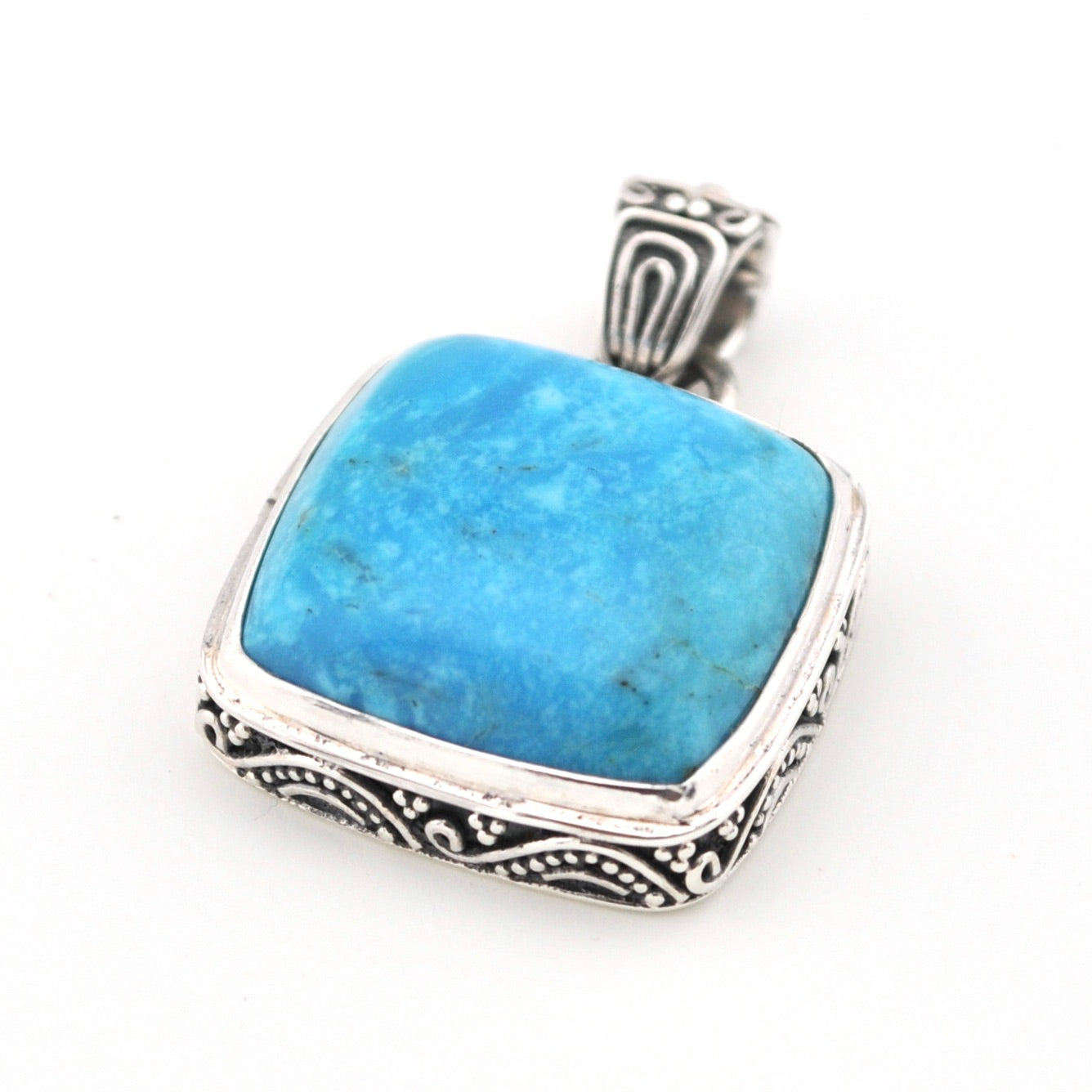 Arizona Turquoise 17mm Square Bali Pendant without chain