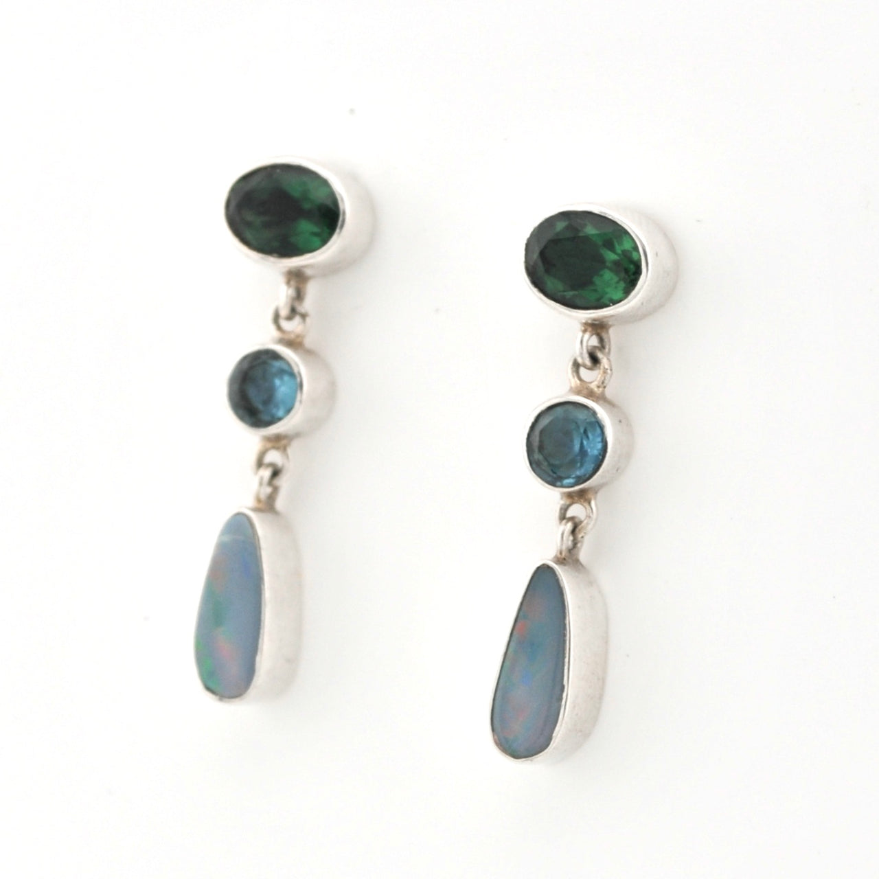 Australian Opal Green Quartz Earrings