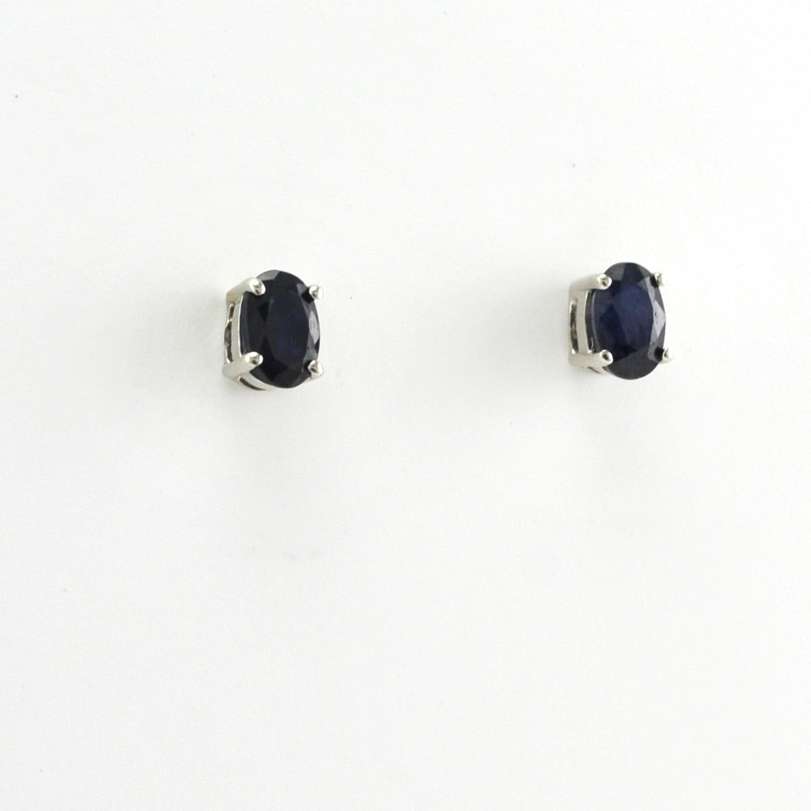 Alt View Sterling Silver Sapphire 4x6mm Oval Post Earring