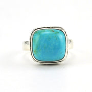 Alt View Sterling Silver Arizona Turquoise 13mm Square Bali Ring