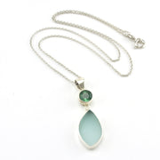 Sterling Silver Green Quartz Sea Glass Necklace
