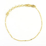 18k Gold Fill 1mm Curb Bracelet with Pressed Details and Extender