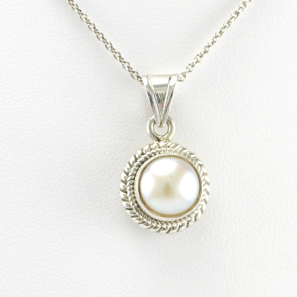 Alt View Sterling Silver Pearl 9mm Pendant