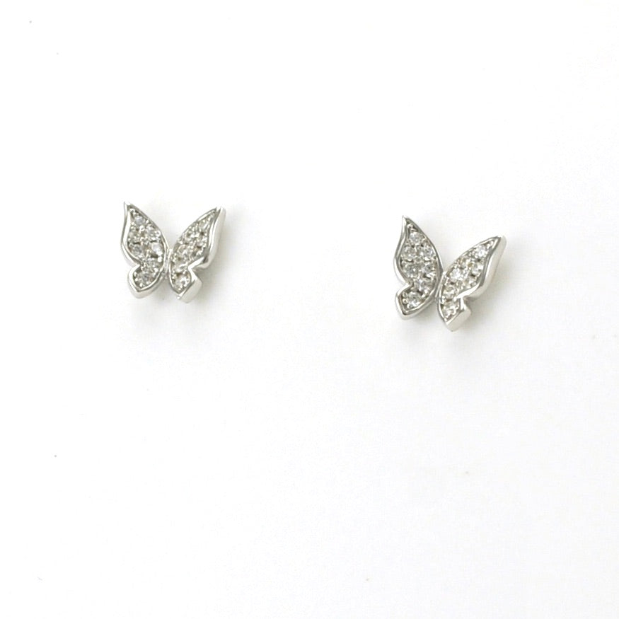 Sterling Silver Cubic Zirconia Butterfly Post Earrings