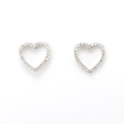 Sterling Silver Cubic Zirconia Open Heart Post Earrings