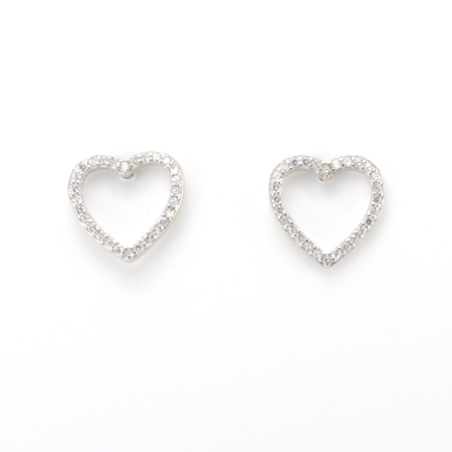 Sterling Silver Cubic Zirconia Open Heart Post Earrings
