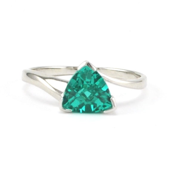 Sterling Silver Paraiba Garnet 2ct Trillion Ring