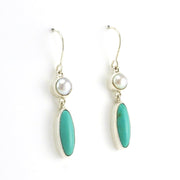 Alt View Sterling Silver Pearl Turquoise Dangle Earrings