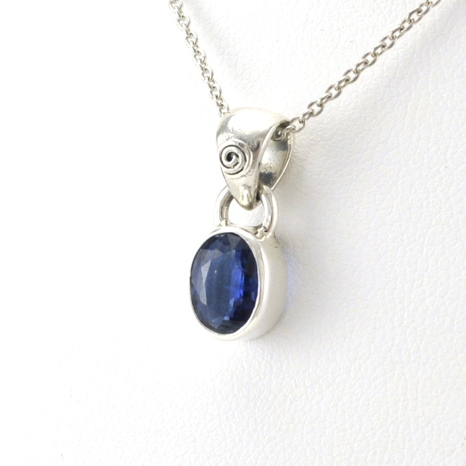 Side View Sterling Silver Kyanite 6x8mm Oval Necklace