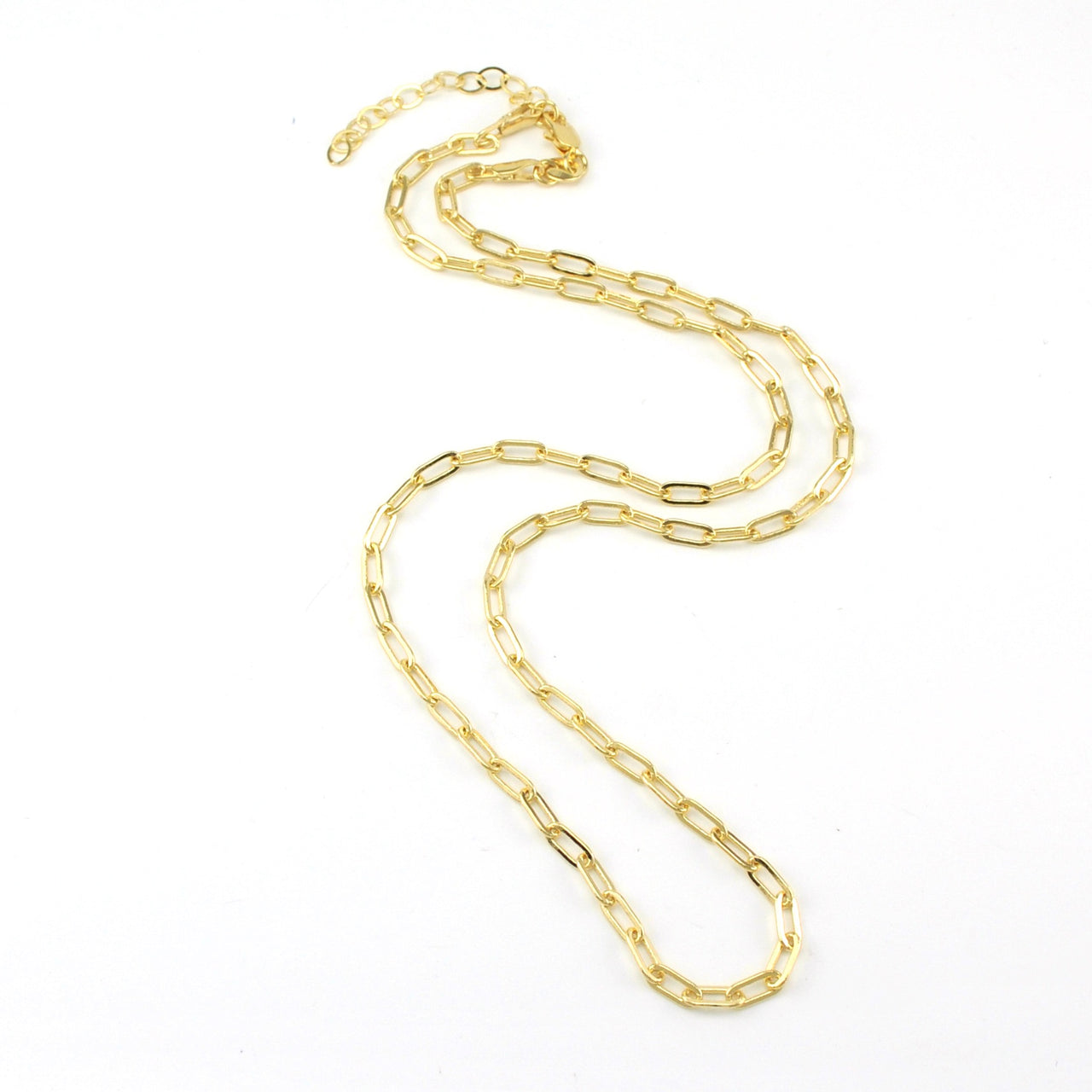 18k Gold Fill 20 Inch Short Link Paperclip Chain with Extender