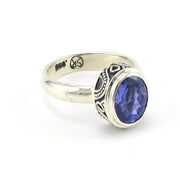 Side View Sterling Silver Tanzanite 8x10mm Oval Ring