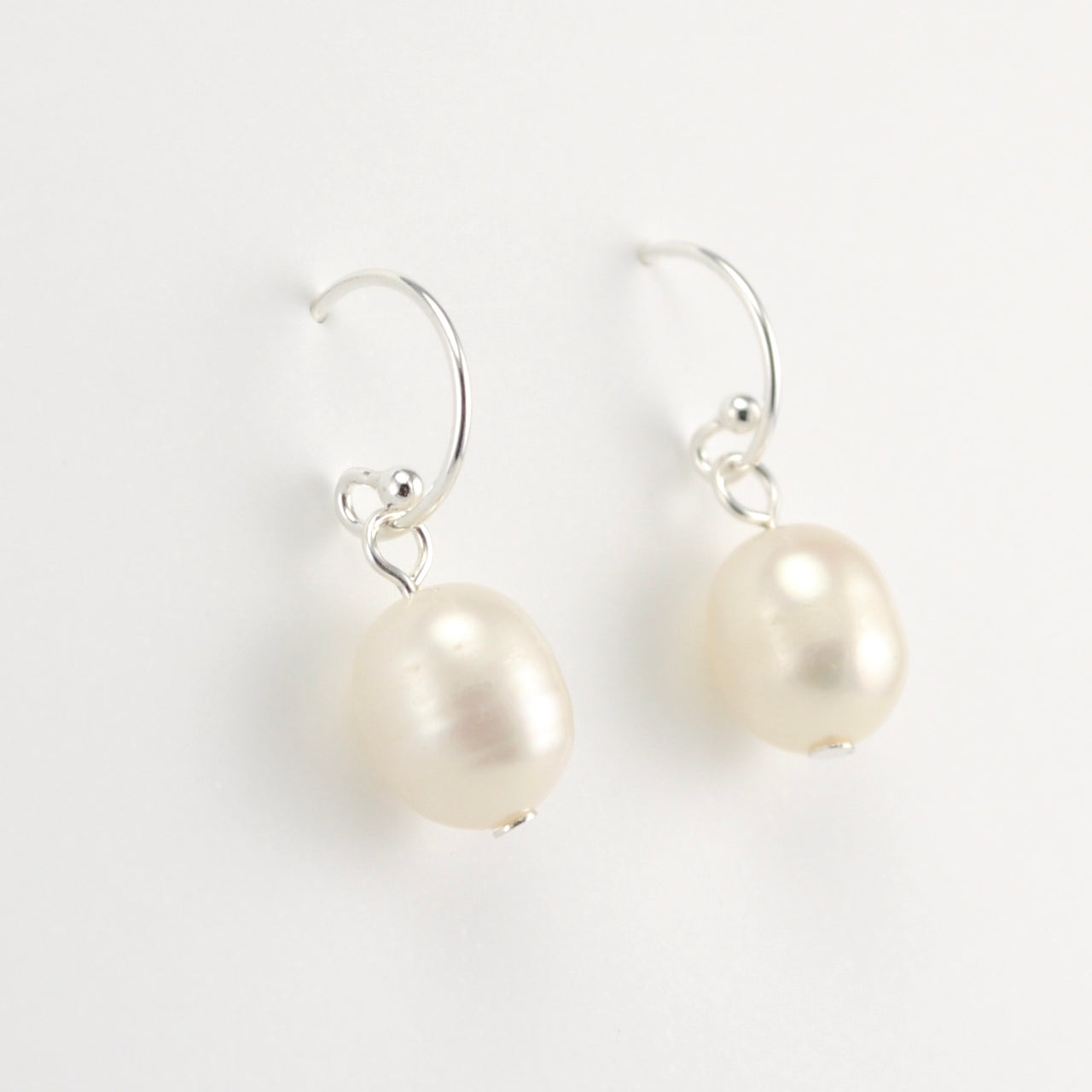 Sterling Silver White Pearl Drop Earrings