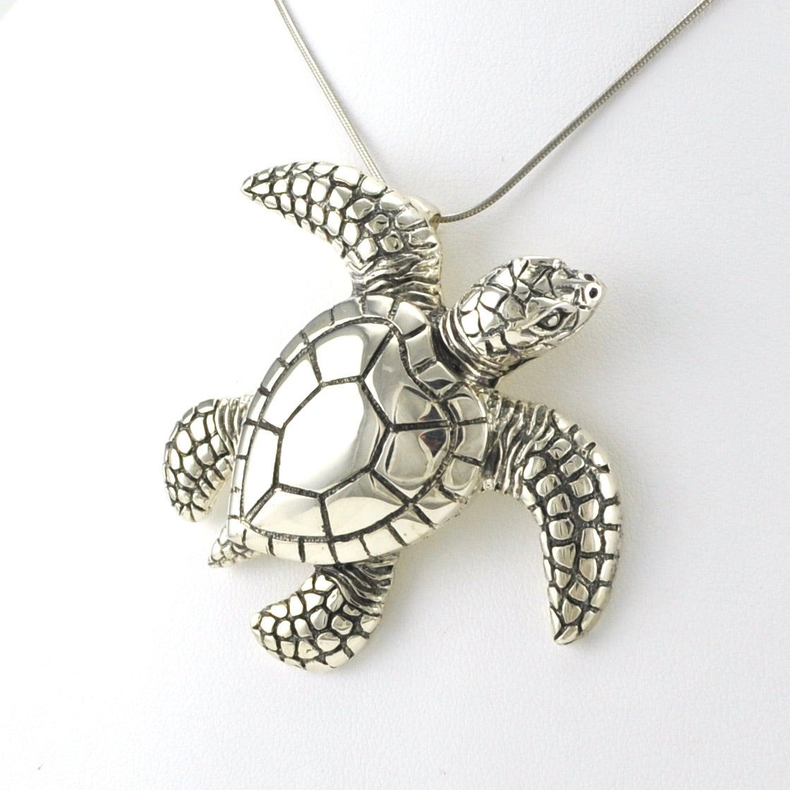 Sterling Silver Sea Turtle Large Pendant