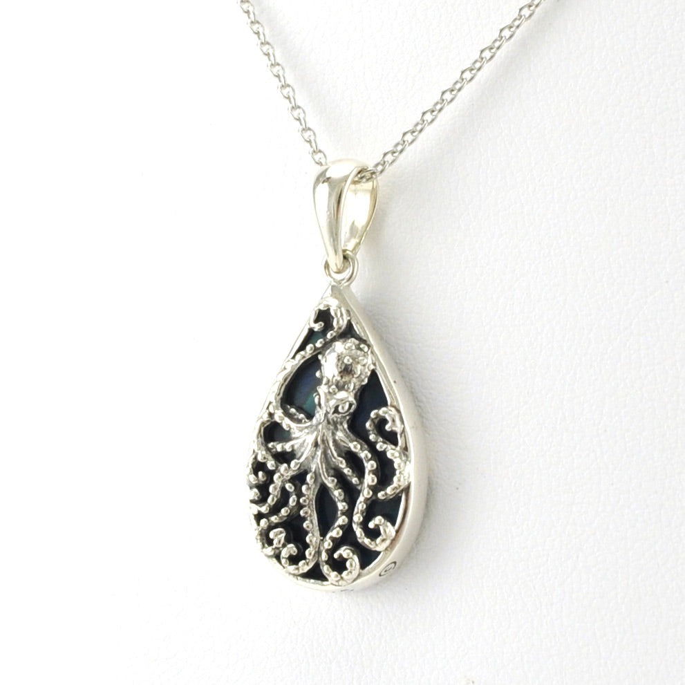 Sterling Silver Diamond Swirl Abalone Pendant Sterling Silver Diamond Swirl Abalone Pendant