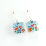 Alt View Glass Stream Flowers Cube Earrings