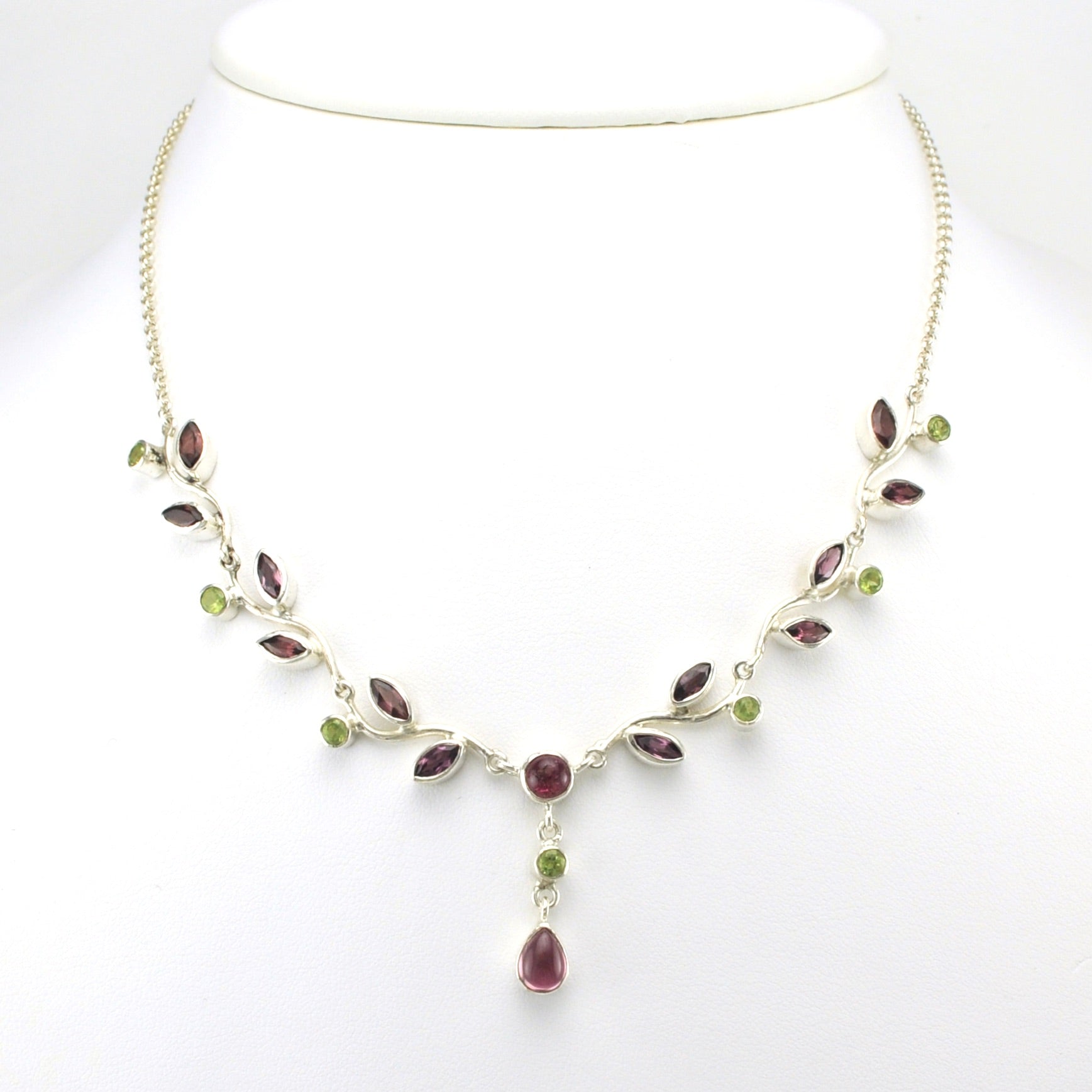 Alt View Sterling Silver Tourmaline Branch Necklace