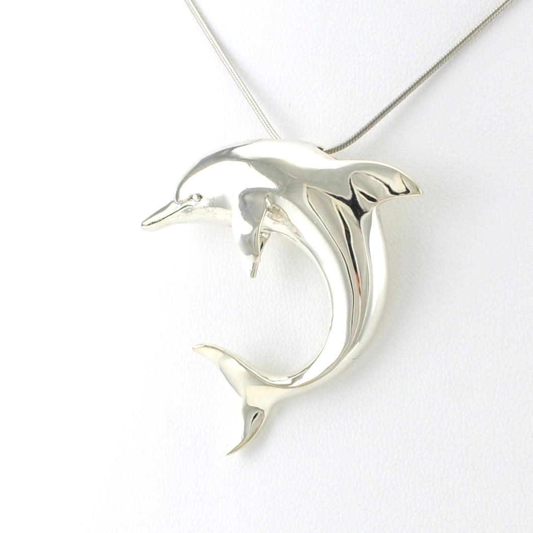 Sterling Silver Dolphin Large Pendant