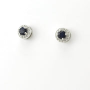 Sterling Silver Sapphire CZ Round Post Earring