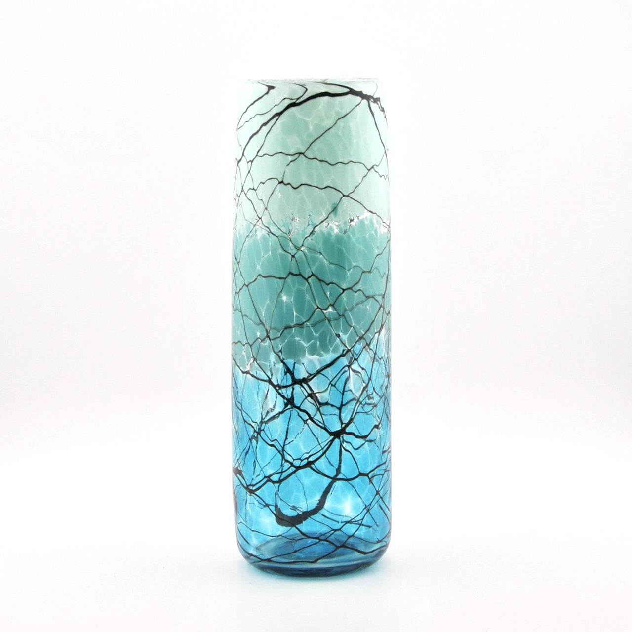 Small Aqua Lightning Cylinder Vase