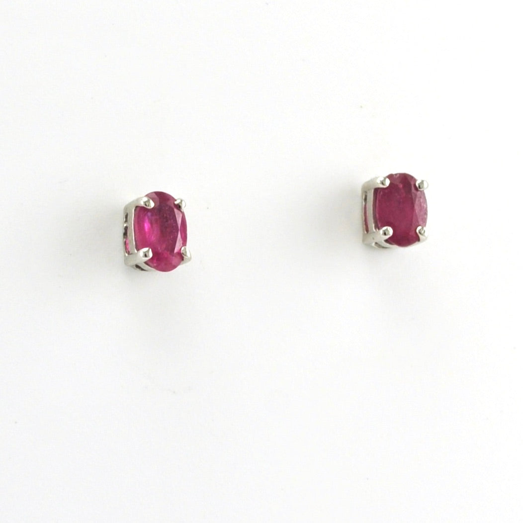 Alt View Sterling Silver Ruby 4x6mm Oval Post Earring