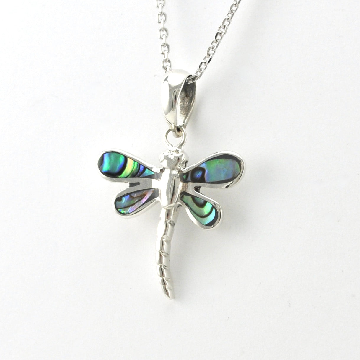 Sterling Silver Abalone Dragonfly Necklace