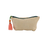 Beige pouch with a tassel on a white background