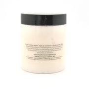 White jar with black lid on a white background