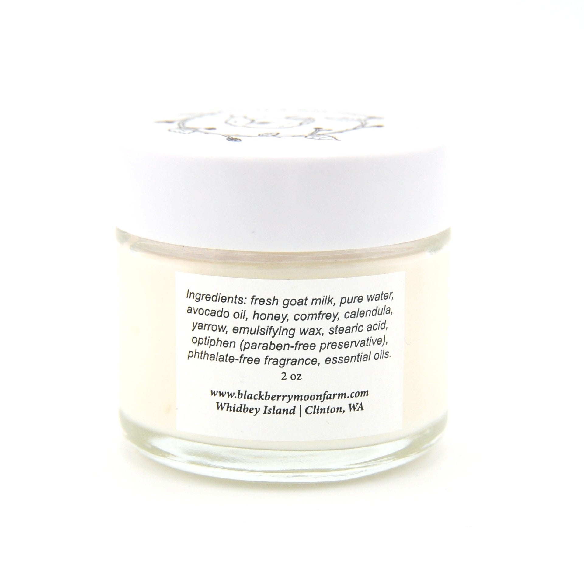 Jar of cream with a white lid on a white background