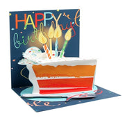 3D birthday card with cake and candles design on a white background