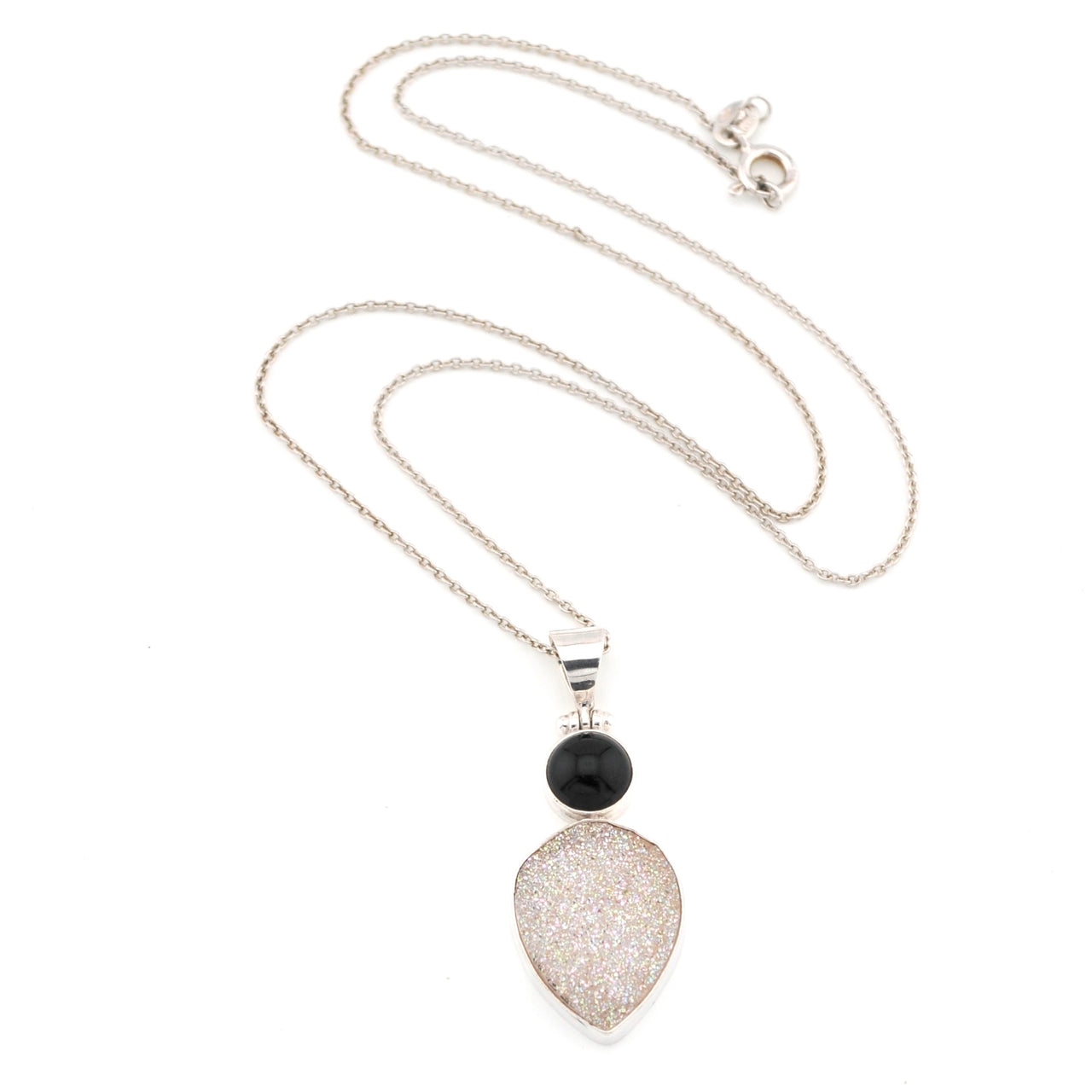 Black Onyx Druzy Agate Necklace