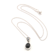 Black Star Diopside 7x9mm Oval Bali Necklace