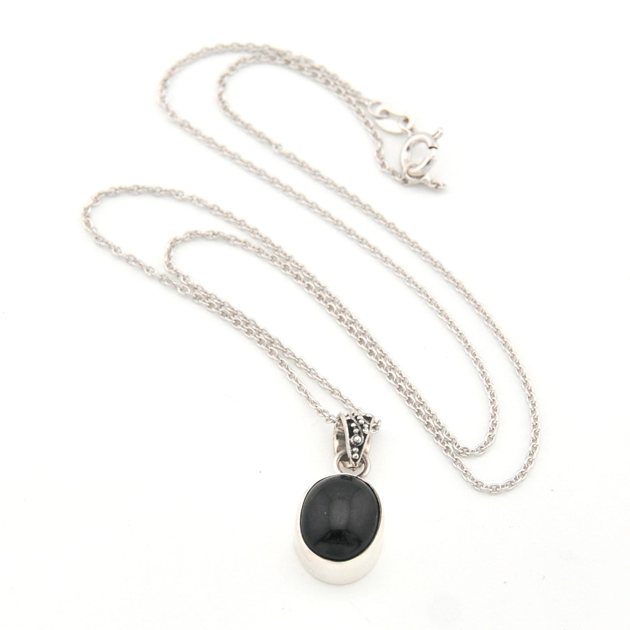 Black Star Diopside 9x11mm Oval Necklace