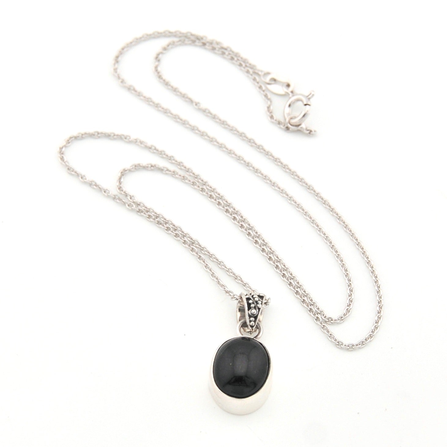 Black Star Diopside 9x11mm Oval Necklace