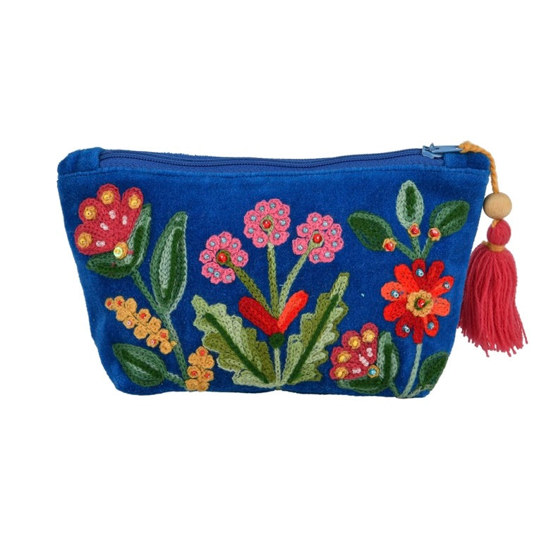 Blue Allure Pouch with Bead Embroidered 