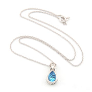 Blue Topaz 7x9mm Tear Bali Necklace